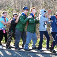 Members of the 10th Juan de Fuca Scout Troop participate in a Klondike Derby event at Royal Roads University, March 7, 2015. Photo credit: Dorthy Rosenberg