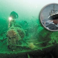 Diver Jacques Marc of the Underwater Archeological Society of British Columbia swims over the stern wenches on the wreck of the Sophia. Photo by Annette G.E. Smith