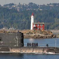 HMCS Victoria near Fisgard Lighthouse. Photo by Cpl Michael Bastien