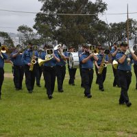 The Naden Band marches to Heart of Oak while practicing at the Chilean Naval Academy.