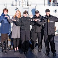 Just before departing on a day sail in HMCS Edmonton as part of International Women’s Day, Jennifer Gervès-Keen, Nicole Schaaf, LCdr Kristina Gray, Lt(N) Cass van Benthem Jutting, and HCapt(N) Mandy Farmer struck a pose to demonstrate this year’s theme of Better the Balance, Better the World. Photo by SLt M.X. Déry
