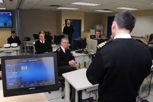 Cdr Martin Drews explains the capabilities of the new Universal Classroom