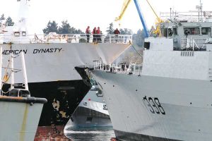 collision between a fishing trawler and HMCS Winnipeg