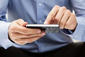 man using computer tablet