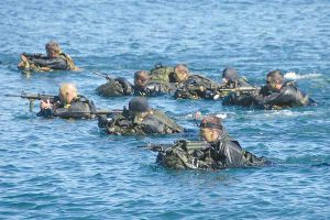 Amphibious Scout Team 1 swims ashore