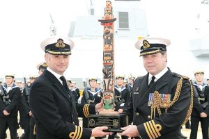 HMS Duncan totem gift from Canada