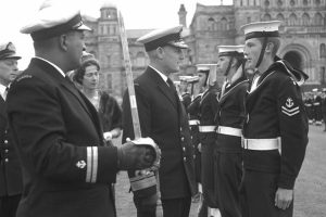 Admiral Rayner inspects HMCS Rainbow cadets