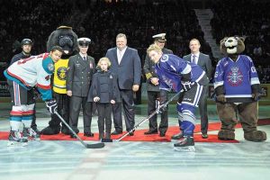 Victoria Royals puck drop on Defence Team appreciation night