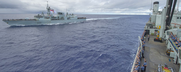 HMCS Regina and HMCS Protecteur at sea