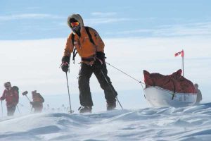 MCpl Downey treks on the Antarctic landscape