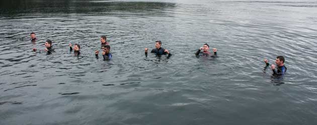 Soldiers swimming