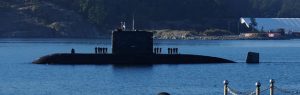  Her Majestyís Canadian Ship (HMCS) CHICOUTIMI departs from Canadian Forces Base (CFB) Esquimalt for a month of trials and evaluations on 28 September, 2014