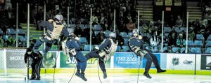 rapelling-during-hockey-game