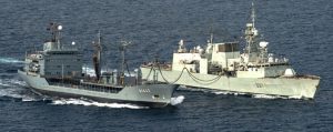 =“HMCS, Fredericton, conducts, replenishment, at, sea, German, supply, ship, FGS, Spessart, during, Op, Reassurance, Jan, 27”