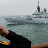 saluting an italian ship