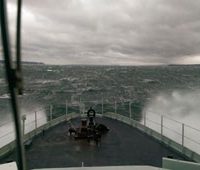 forward deck of ship in rough seas