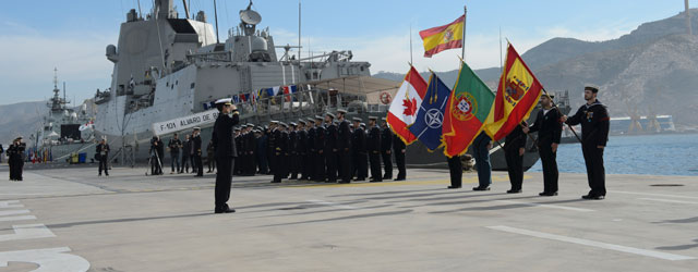 sailors at ceremony in Spain