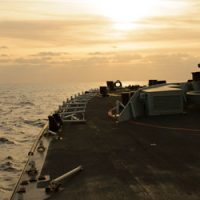 HMCS Winnipeg at sunset