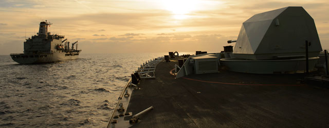 HMCS Winnipeg at sunset