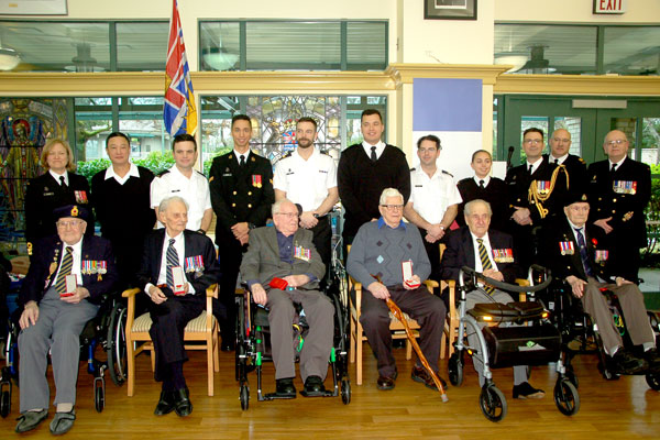 Group shot of 6 veterans awarded the French Legion of Honour