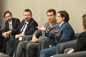 Major Jo-Anne Flawn-Laforge speaks during a panel on “Military to Civilian: Helping Career Professionals Navigate Options” at the Cannexus National Career Development Conference on Jan. 25 in Ottawa.