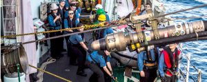 HMCS Fredericton performs a replenishment at sea with FGS BONN, a German supply ship during Operation ReassuranceFeb. 28.