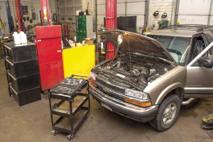  The auto work bay has what hobbyists need to repair and tune up their vehicles.