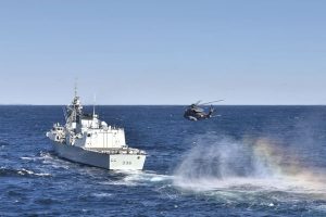 Photo by Cpl Anthony Laviolette A Cyclone helicopter prepares to land on the flight deck of HMCS Montréal off the coast of Halifax March 3.