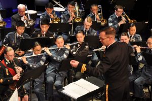 Lt(N) Matthew Clark conducts the B.C. Cadet Honour Band during their concert at McPherson Theatre, March 22.