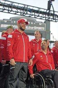 Team Canada captain LS (Ret’d) Bruno Guevremont (left) is all smiles at the Invictus Games Opening Ceremonies.