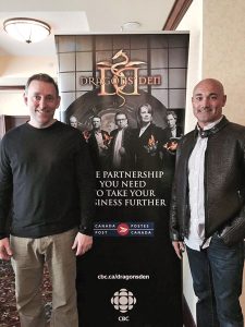 CPO1 Alan McNaul (left) and business partner Victor Cunha pose for a photo at the Dragon's Den audition.