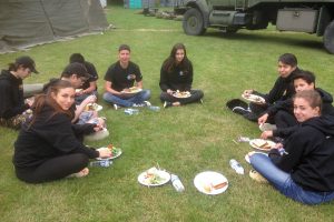 Students enjoy lunch at Raven Culture Camp in Nanoose Bay.