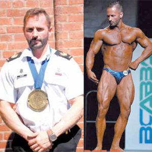 PO2 Chris O’Leary is the winner of the B.C. Amateur Body Building Association Championships held on July 9. In the photos above he shows off his medal and award-winning physique.