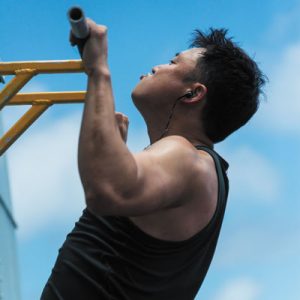 Lt(N) Ji-Hwan Park gets his sweat on while at sea en route to Pearl Harbor, Oahu.