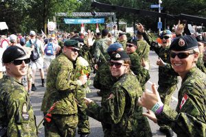 Members of MARPAC’s marching team complete the last five kilometres of their journey during the Victory Parade on Annastaadt Street on day four of the 2016 International Four Days Marches Nijmegen.