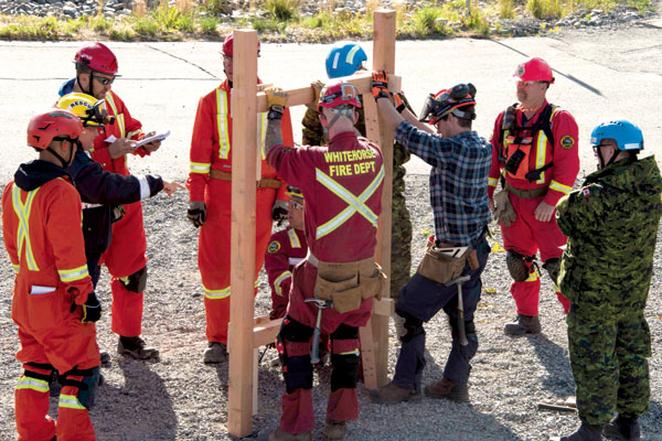 CFB Esquimalt and CFB Comox Urban Search and Rescue teams conduct training with the Whitehorse Fire Department, Watson Lake Fire Department and Yukon Government Community Services. Photo by MCpl HJL MacRae, 4 Wing Imaging