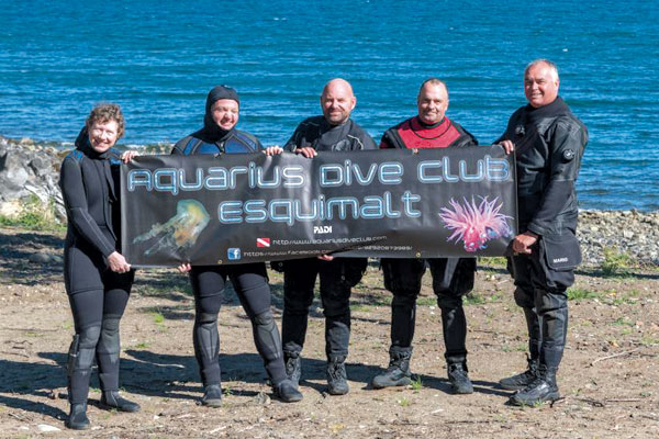 Members of the Aquarius Dive Club gather off Tyee Cove in preparation for their participation in the Gorge Cleanup.