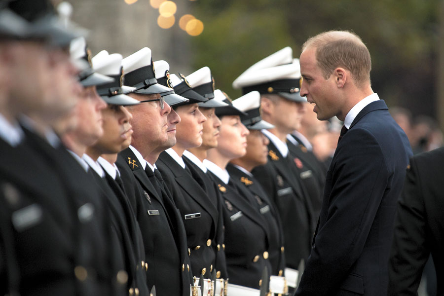 His Royal Highness Prince William, the Duke of Cambridge, inspects the Guard of Honour at the B.C. Legislature Building on the first day of his tour of Western Canada. Photo by MCpl Chris Ward, MARPAC Imaging Services