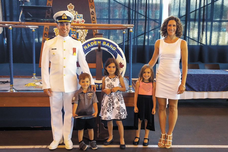 SLt Vincent Roy, new Commanding Officer for the Naden Band, with his family.