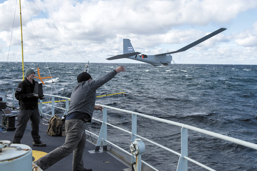 HMCS Summerside conducts Unmanned Aircraft System trials at sea, on Oct. 25. Photo by Master Seaman Ronnie Kinnie, Formation Imaging Services Halifax