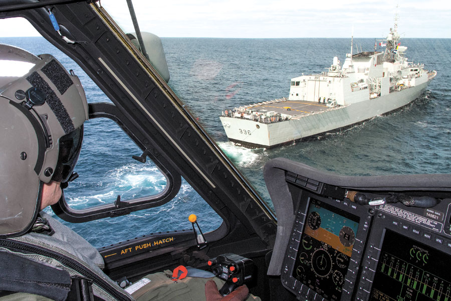 CH148 Cyclone crews conduct an Operational Test and Evaluation with HMCS Montréal, the first ship to support a Helicopter Test and Evaluation Facility Detachment.