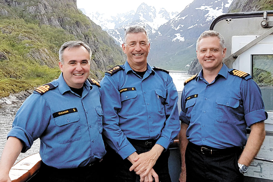 Lieutenant-Commander Corey Gleason, Rear-Admiral John Newton and Captain (Navy) Michael Davie in Norway during staff talks.