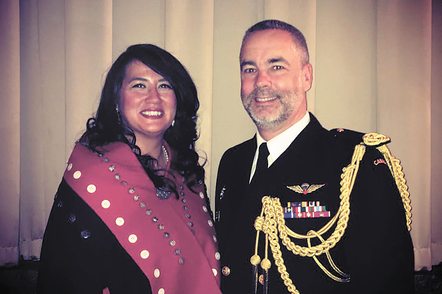Lisa deWit poses for a photo with RAdm William Truelove, Commander of the Canadian Defence Liaison Staff (Washington) and Canadian Defence Attache, following her address at the Girls Can Do Event.