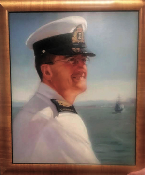 A portrait painting of CPO1 Mike Howlett who died of cancer in 2010.