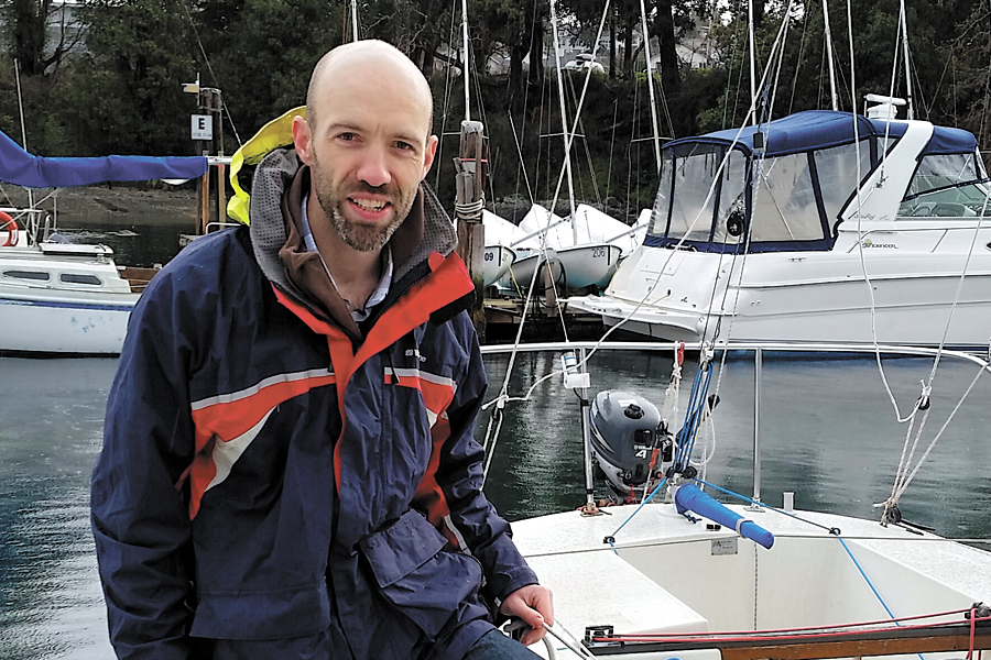 Vancouver Island Racing Series 2016 champion Antony Zegers, from the Canadian Forces Sailing Association, with his 25-foot sailboat Ducati. Photo by Peter Mallett, Lookout