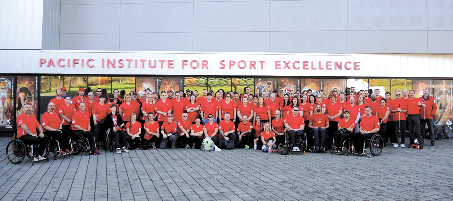 Team Canada athletes gather for a group photo as they kick off their training camp at the Pacific Institute for Sport Excellence, April 3, ahead of the 2017 Invictus Games in Toronto.