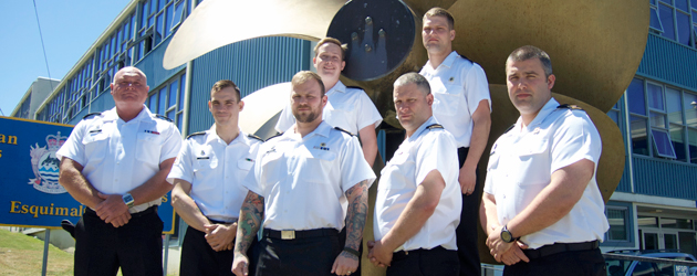 Top Row: (left to right) LS Scott Steeves, HMCS Ottawa; and LS Joel Vandervies, HMCS Regina. Bottom Row: (left to right) LS Thomas Harding, Patrol Craft Training Unit (PCTU); MS David Larsen, PCTU; MS Shawn Martin, Naval Fleet School Pacific; LS Clayton Morrell, PCTU; and LS Andrew Vincent, PCTU.