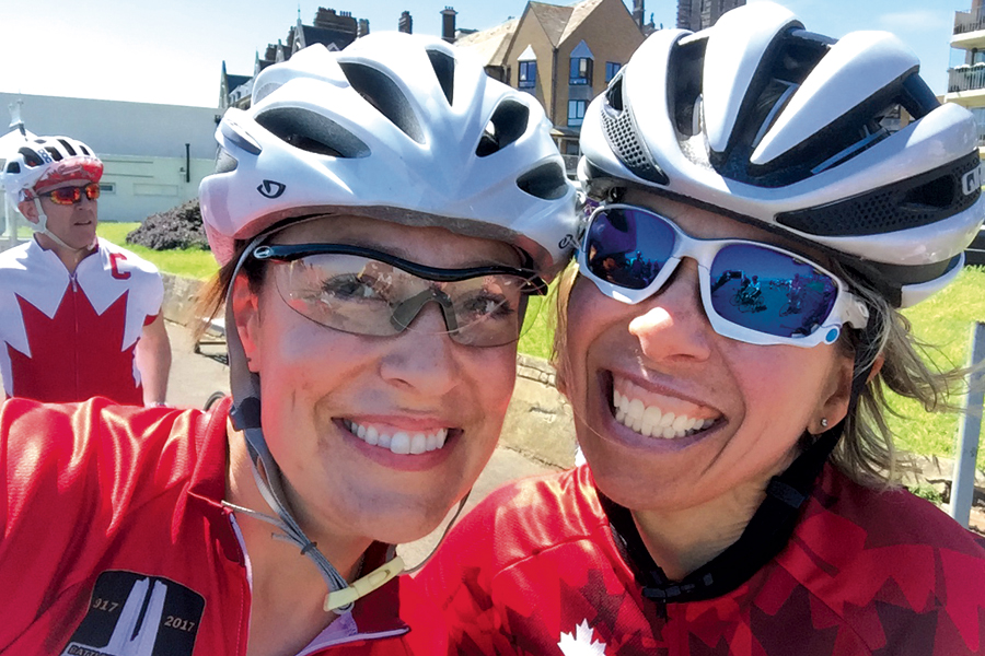 Capt Jacqueline Zweng (left) and Lisa Magee during the 2017 Wounded Warriors Battlefield Bike Ride.
