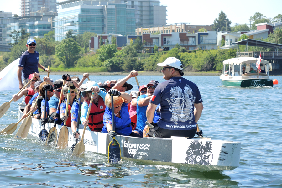 Volunteers and participants of the Soldier On program try their hand at paddling a Dragon Boat in Victoria’s Inner Harbour June 29. Soldier On held a three-day Paddling Camp for ill and injured current and former soldiers in Victoria. Photo by Peter Mallett, Lookout