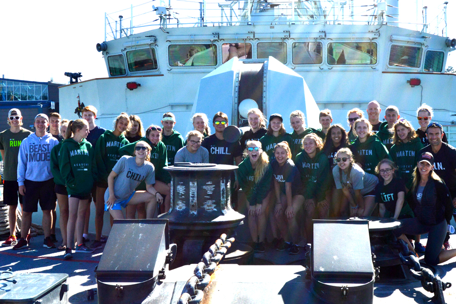 Student athletes from Regina tour namesake warship
